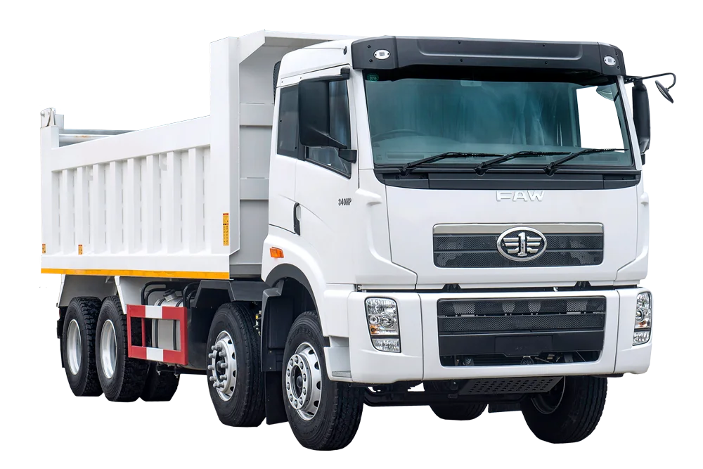 Camion benne FAW 12 roues de la flotte OrionX Logistics Group