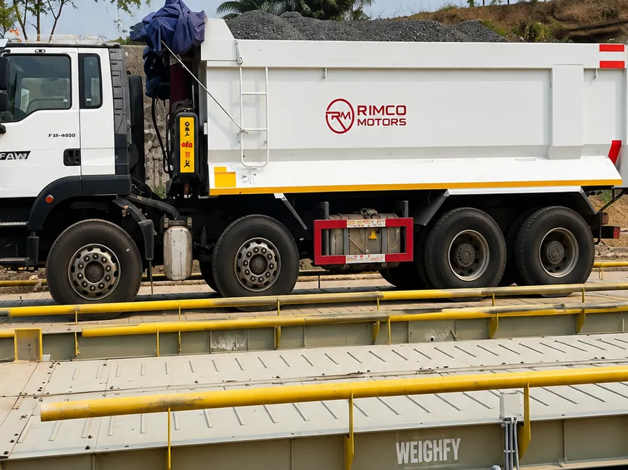 Camion benne OrionX sur pont-bascule pour contrôle du tonnage chargé